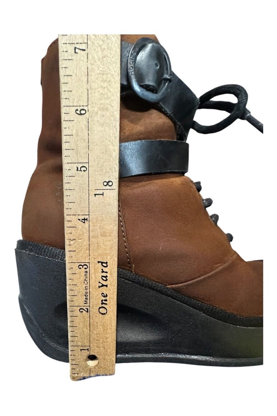 Fly London JABI070Fly Brown Leather Wedge Boots Side Zip EUR 38 US 7.5 Buckle - Picture 10 of 10